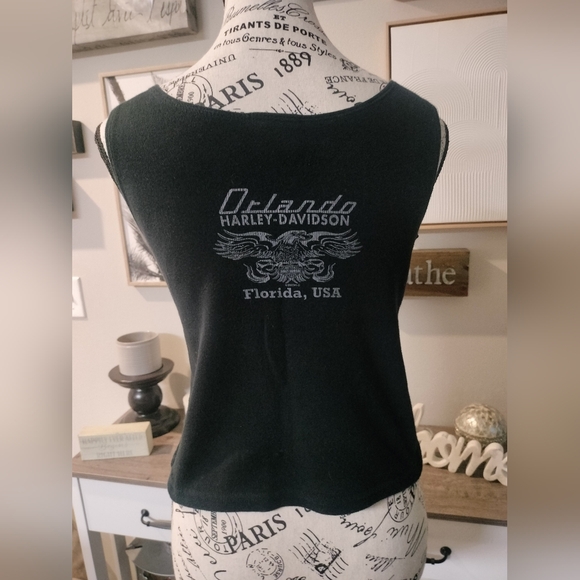 Vintage Harley-Davidson Rhinestone Studs Crop Top Tank Biker Babe 90s Motorcycle - Picture 3 of 8